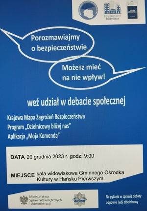 plakat przedstawiający zapowiedź debaty społecznej